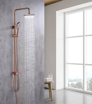 2023 Brushed Rose Gold Copper Solid Stainless Steel 304 made shower set w diverter 200 mm head sprayer hand held head