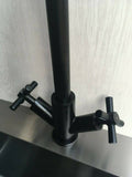 2023 Matte Black Cross 1/4 turn hot cold Solid stainless steel  goose neck Swivel Kitchen tap