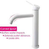 2021 New slim White round style Tall Basin Mixer Vessel High Bathroom Sink Tap Vanity Faucet Curved Spout