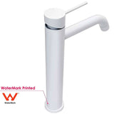 2021 New slim White round style Tall Basin Mixer Vessel High Bathroom Sink Tap Vanity Faucet Curved Spout