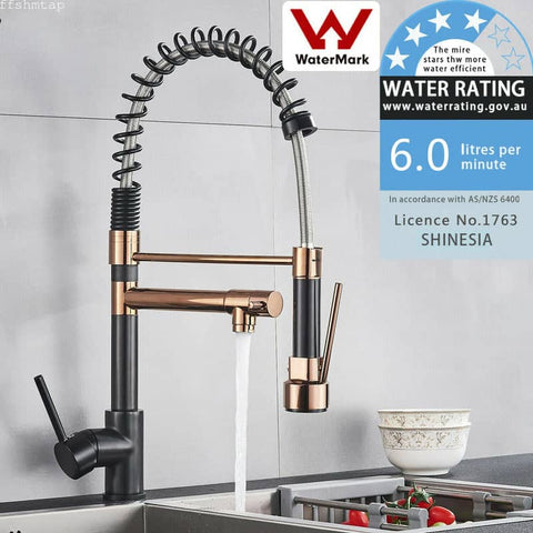 2022 Matte Black & Rose gold pull out with spray function spring kitchen mixer tap faucet