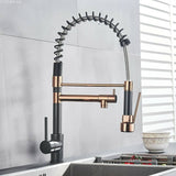 2022 Matte Black pull out with spray function spring kitchen mixer tap faucet Dual outlets