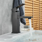 2021 Square Cube style basin mount tap low faucet Matte Black tap mixer spout