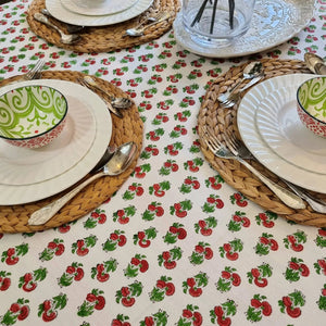 Kolka Mistletoe Hand Block-Printed & Screen Printed Textiles Tablecloth - Red