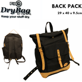 FIB Water Resistant Backpack Canvas Dry Bag w Roll Top Closure - Black