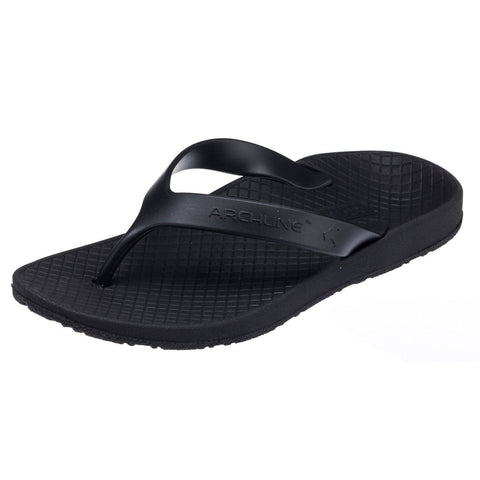 ARCHLINE Orthotic Thongs Arch Support Shoes Footwear Flip Flops Orthopedic - Black/Black - EUR 43