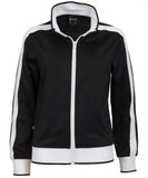 Identitee Ladies Track Top Jacket Tracksuit Warm Winter Full Zip Varsity Jumper - Black/White - L (14-16)