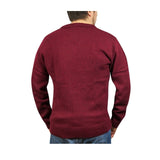 100% Shetland Wool V Neck Knit Jumper Pullover Mens Sweater Knitted - Burgundy (97) - L