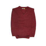 100% Shetland Wool V Neck Knit Jumper Pullover Mens Sweater Knitted - Burgundy (97) - L