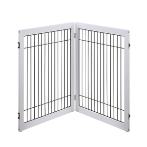 Wooden Dog Pen and Pet Gate Two-Panel Extension, White