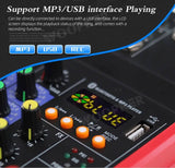 HRIDZ Stereo Audio Mixer Build-in UHF Wireless Mics 4 Channels Mixing Console