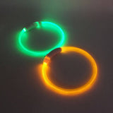 Rechargeable Night LED Dog Collar USB Glow Flashing Light Up Pet Collars Safety-Yellow-Diameter Length-35cm