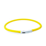 Rechargeable Night LED Dog Collar USB Glow Flashing Light Up Pet Collars Safety-Yellow-Diameter Length-35cm