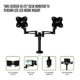 Two-Screen 10-25" Desk Monitor TV Plasma LED LCD Work Mount