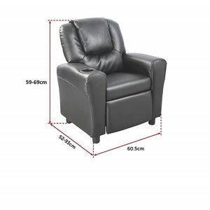 PU Leather Kids Recliner with Drink Holder