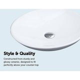 Bathroom Ceramic Oval Above Countertop Basin for Vanity