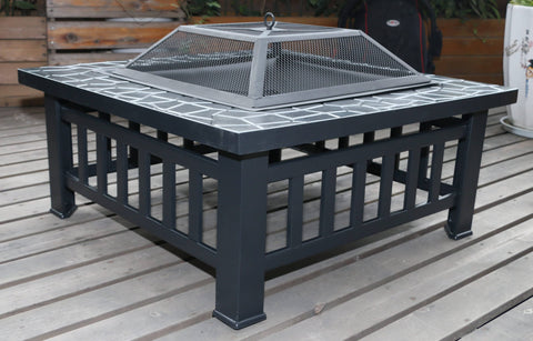 18" Square Metal Fire Pit Outdoor Heater