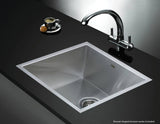 440x440mm Handmade Stainless Steel Undermount / Topmount Kitchen Laundry Sink with Waste