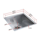 440x440mm Handmade Stainless Steel Undermount / Topmount Kitchen Laundry Sink with Waste