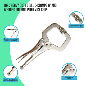 10pc Heavy Duty Steel C-Clamps 6