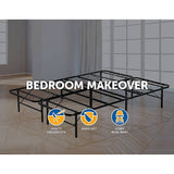 Queen Folding Metal Bed Frame Storage Platform Mattress Base