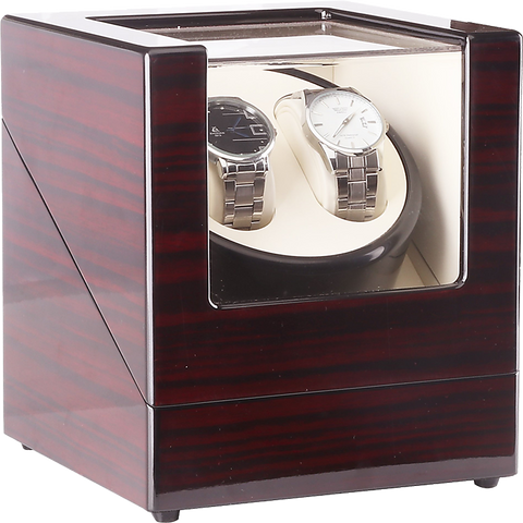 Automatic Dual Watch Winder Wood Display Box Case Motor Rotation Storage