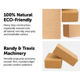 2 x Cork Yoga Block Organic Yoga Prop Accessory Exercise Brick