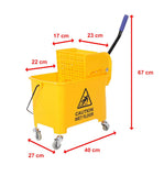 20L Deluxe Mop Wringer Bucket Side Press Janitor Commercial Cleaning