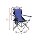 2x Folding Camping Arm Chairs Portable Outdoor Garden Fishing Tourer