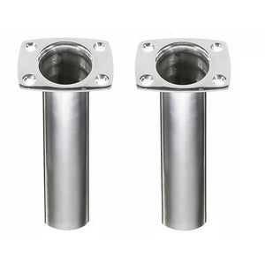 2 x Marine Grade Stainless Steel Straight Rod Holders Flush Mount Fishing Boat