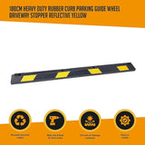 180cm Heavy Duty Rubber Curb Parking Guide Wheel Driveway Stopper Reflective Yellow