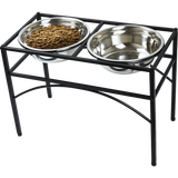 Dual Elevated Raised Pet Dog Puppy Feeder Bowl Stainless Steel Food Water Stand