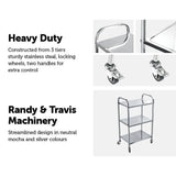 3 Tiers Food Trolley Cart Stainless Steel Utility Kitchen Dining Service