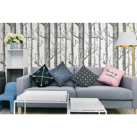 Wallpaper White Birch Tree Non-woven Wall Paper Roll