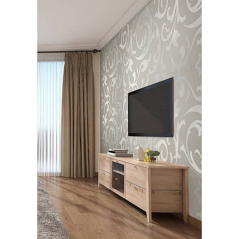 Wallpaper Silver Flower Pattern Non-woven Wall Paper Roll