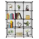 12 Cube Wire Grid Organiser Bookcase Storage Cabinet Wardrobe Closet Black