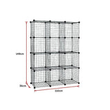 12 Cube Wire Grid Organiser Bookcase Storage Cabinet Wardrobe Closet Black