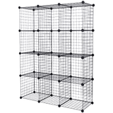 12 Cube Wire Grid Organiser Bookcase Storage Cabinet Wardrobe Closet Black