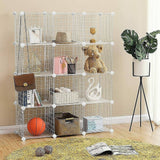 12 Cube Wire Grid Organiser Bookcase Storage Cabinet Wardrobe Closet White