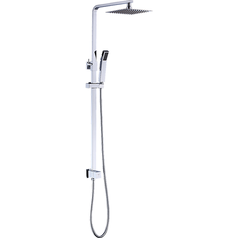 WELS 8" Rain Shower Head Set Square Dual Heads Faucet High Pressure Hand Held