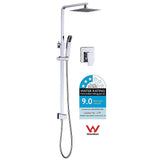 WELS 8" Rain Shower Head Set Square Dual Heads Faucet High Pressure With Mixer