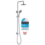 WELS 8" Rain Shower Head Set Rounded Dual Heads Faucet High Pressure Hand Held