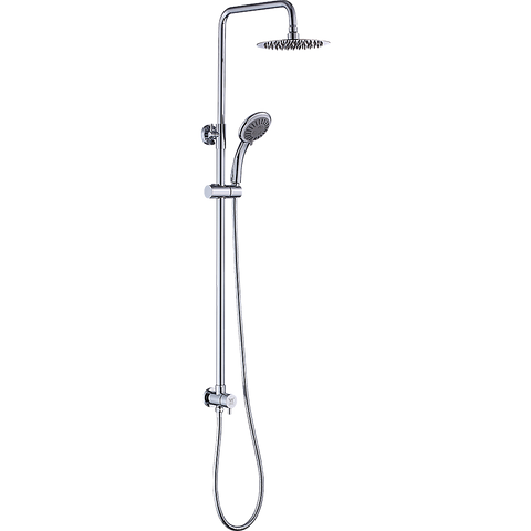 WELS 8" Rain Shower Head Set Rounded Dual Heads Faucet High Pressure Hand Held