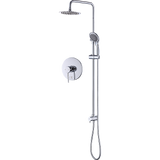 WELS 8" Rain Shower Head Set Rounded Dual Heads Faucet High Pressure With Mixer