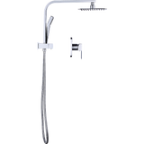 WELS 8" Rain Shower Head Set Square Dual Heads Faucet High Pressure With Mixer