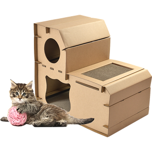 Cat Cardboard House Tree Tower Condo Scratcher Pet Post Pad Mat Furniture