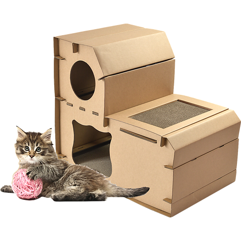 Cat Cardboard House Tree Tower Condo Scratcher Pet Post Pad Mat Furniture