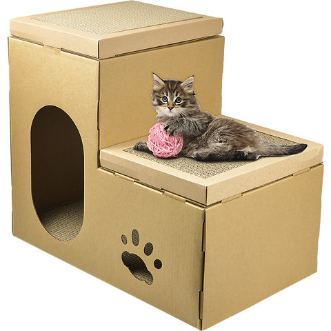 Cat Cardboard House Tree Tower Condo Scratcher Pet Post Pad Mat Furniture