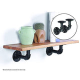 Industrial Black Iron Pipe Bracket Wall Mounted Floating Shelf  - Set of 2