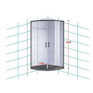 100 x 100cm Rounded Sliding 6mm Curved Shower Screen with Base in Black